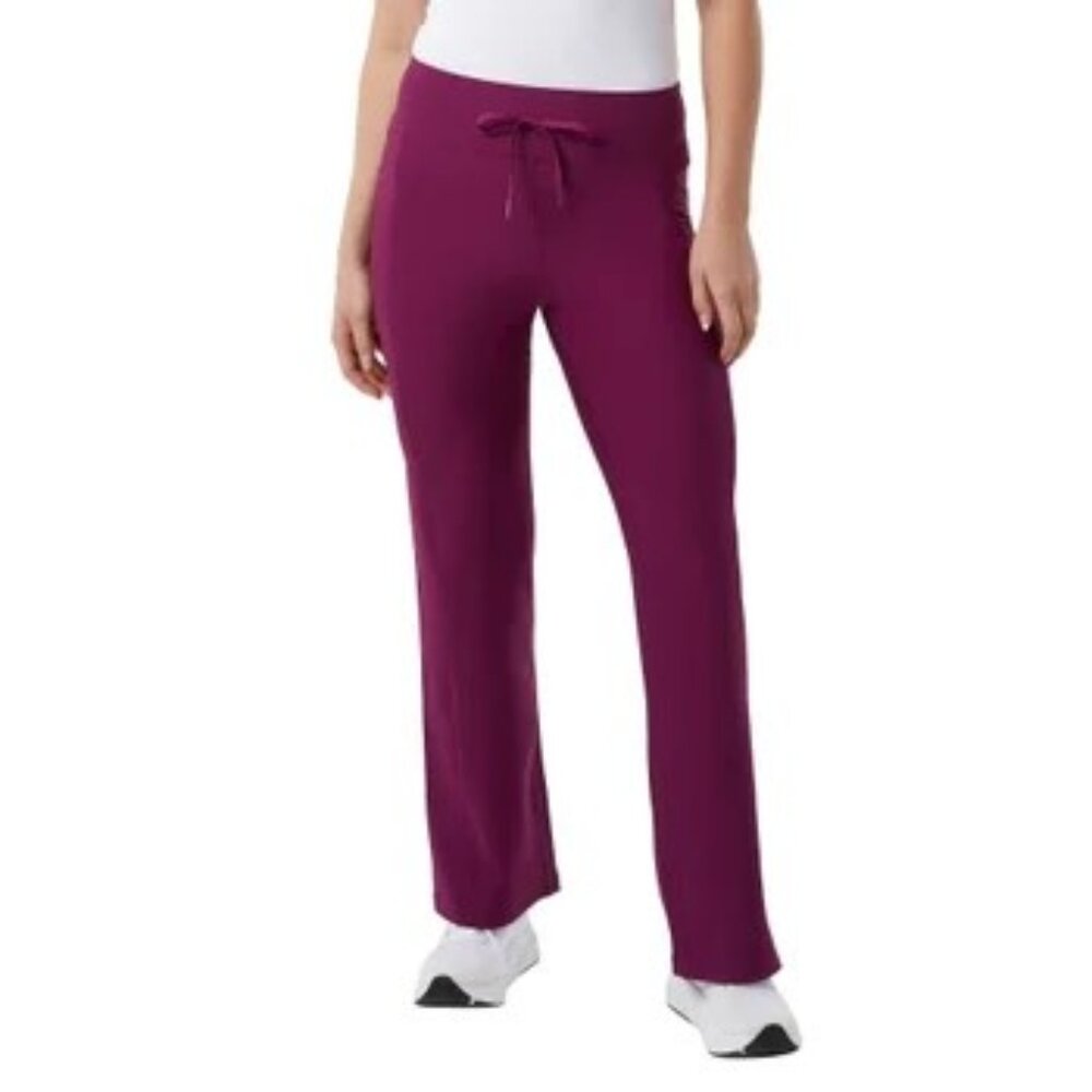 32 Degrees Cool Burgandy Ruby Red High Rise Ribbed Active Yoga Semi-Flare Pant